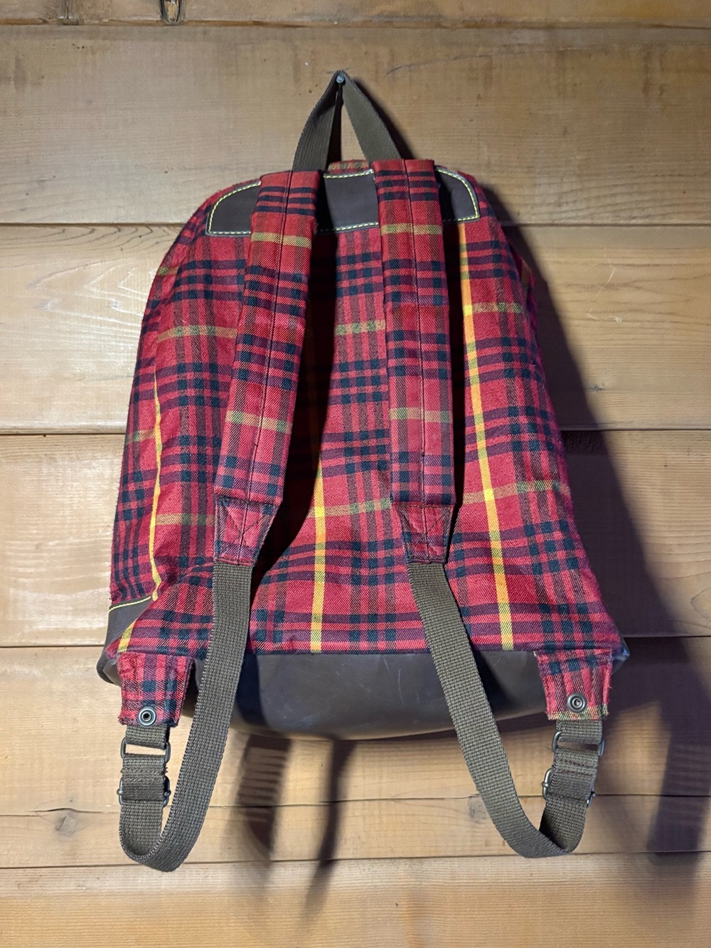 Vtg 90s Dr Martens Red Plaid Backpack- Red Yellow Brown Black- Grunge - Picture 3 of 14
